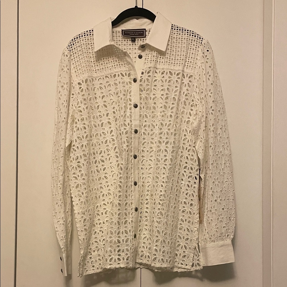 Double D Ranch Cream Eyelet Button-Down Shirt